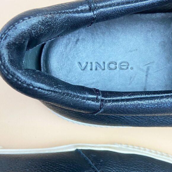 Vince Slip On Leather Sneakers Black - Size 9 - Picture 5 of 10